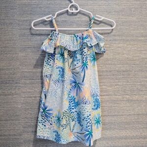 Tea Collection Tropical Print Ruffle Dress
